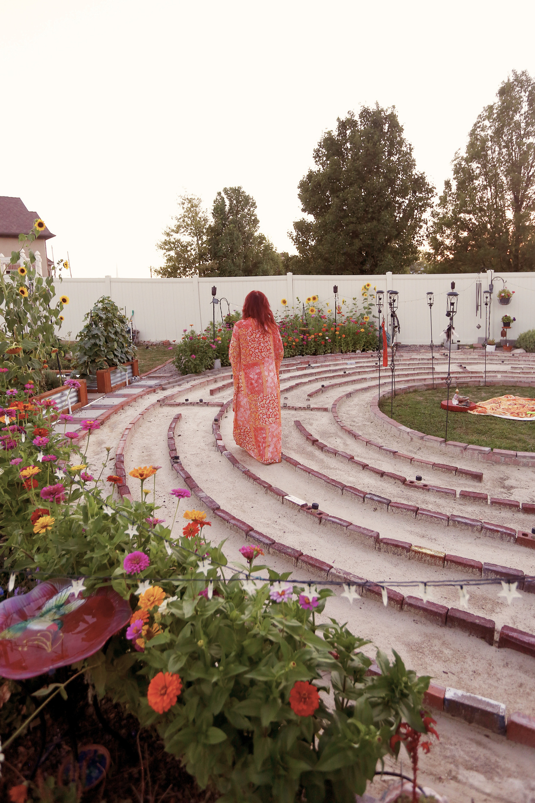 Autumn's sacred labyrinth garden